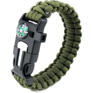 9595 Pusulalı & Magnezyum Çubuklu Paracord Bileklik Haki