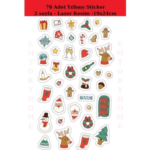 78 Adet Yılbaşı Figür Sticker- Yılbaşı Sticker - Yılbaşı Hediye Paketleme - Yılbaşı Süsü - Hediye