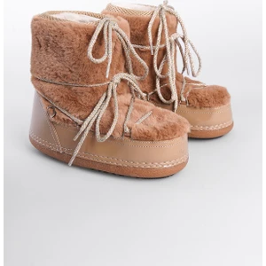 Capone Outfitters Yuvarlak Burunlu Kalın Tabanlı Kürklü Kadın Kar Botu