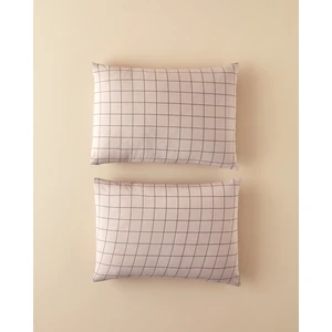 Plain Check Kolay Ütülenir 2'li Yastık Kılıfı 50X70 cm Açık Mürdüm