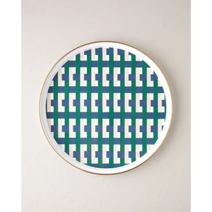 English Home Retro Plaid Emaye Tepsi Lacivert – Yeşil