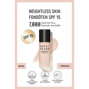 Bobbi Brown Weightless Skin 24 Saat Kalıcı Likit Fondöten SPF 15 - Doğal ve Mat Bitişli - Alabaster - 30 ml