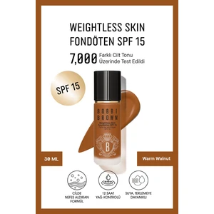 Bobbi Brown Weightless Skin 24 Saat Kalıcı Likit Fondöten SPF15 - Doğal ve Mat Bitişli - Warm Walnut - 30ml