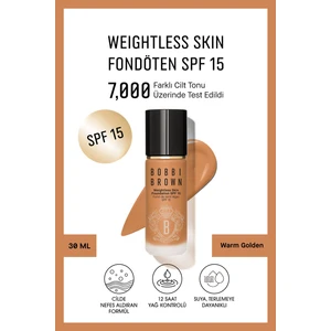 Bobbi Brown Weightless Skin 24 Saat Kalıcı Likit Fondöten SPF15 - Doğal ve Mat Bitişli - Warm Golden - 30ml