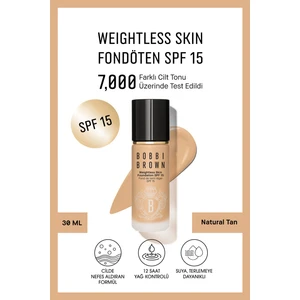 Bobbi Brown Weightless Skin 24 Saat Kalıcı Likit Fondöten SPF 15 - Doğal ve Mat Bitişli - Natural - 30 ml