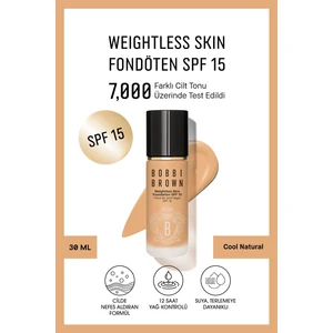 Bobbi Brown Weightless Skin 24 Saat Kalıcı Likit Fondöten SPF 15 - Doğal ve Mat Bitişli - Cool Natural - 30ml