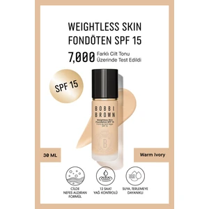 Bobbi Brown Weightless Skin 24 Saat Kalıcı Likit Fondöten SPF 15 - Doğal ve Mat Bitişli - Warm Ivory - 30 ml