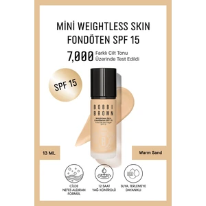 Bobbi Brown Mini Weightless Skin Fondöten SPF 15 - Doğal ve Mat Bitişli - Warm Sand - 13 ml (Seyahat Boy)