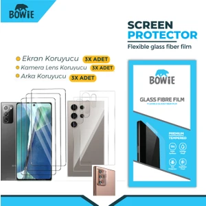Samsung Galaxy S22 Ultra için full kaplama ön arka kamera nano tempered ekran koruyucu 3 adet set