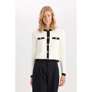 Regular Fit Bisiklet Yaka Düğmeli Basic Düz Triko Hırka C1482AX24WN