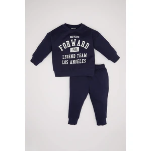 Erkek Bebek 2'li Takım Baskılı Bisiklet Yaka Sweatshirt Üst Jogger Eşofman Altı D0720A524WN