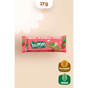 Humm Organic - Organik Vegan Çilekli ve Fındıklı Yulaf Bar - 27G