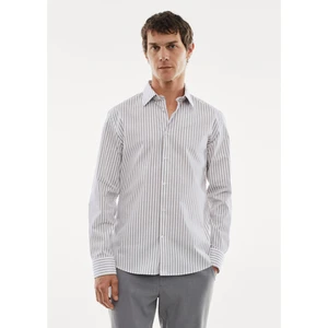 Man Esnek Kumaştan Slim Fit Çizgili Gömlek