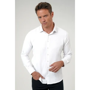 Slim Kalıp Armürlü Uzun Kol Pamuklu Gömlek