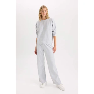 2'li Takım Bisiklet Yaka Uzun Kollu Basic Düz Üst Wide Leg Geniş Bol Paça Alt E1712AX24WN
