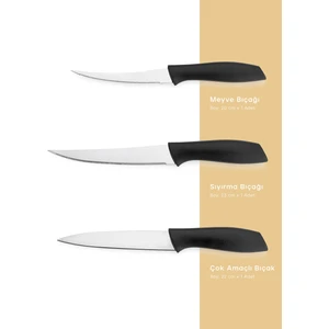 Quick Chef Bıçak Seti 3 Parça-Siyah