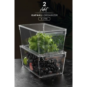 Kitchen Life 2'li Hava Almaz Kapaklı Buzdolabı Içi Düzenleyici 6 L - Sebze Meyve Saklama Kabı Organizeri
