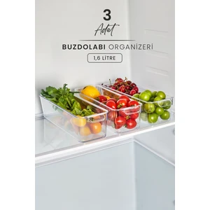 Kitchen Life 3'lü Buzdolabı Içi Düzenleyici 1,6 Lt Sebze Meyve Saklama Kabı Organizeri