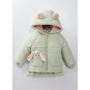 Midimod Gold 2-7 Yaş Arası Pelüş Tavşanlı Polar Kalın Kız Çocuk Mont