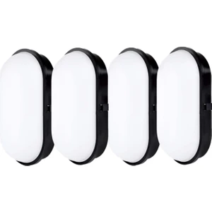 Rultech 4 Adet Su Geçirmez 20W Siyah Kasa Beyaz Işık 6400K Bahçe Teras Banyo Iç Dış Mekan LED Işık 2000LM