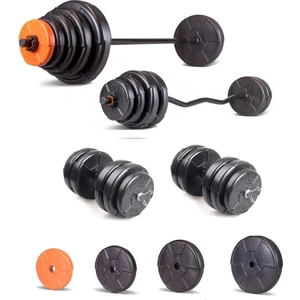79 kg Z Bar Halter ve Dambıl Seti Turuncu Siyah (76 kg Ağırlık Plakası Barlar)