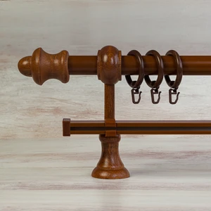 Ceviz Ahşap Rustik Tek Raylı Perde Askısı