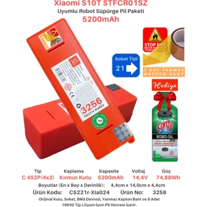 Xiaomi Robot Vacuum S10T STFCR01SZ 5200MAH Uyumlu Batarya Robot Süpürge Pili C5221R-XIA024