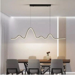 Ritim Modern Tasarım Yatak Odası - Salon - Mutfak Yemek Masası Renk Beyaz LED 2 Li Avize (110 Cm)