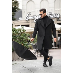 Yeni Sezon Erkek Siyah Oversize Uzun Kaşe Kaban