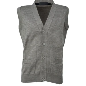 Erkek Kışlık Kalın Yünlü Örme Triko Yelek Düz Motifli Düğmeli Çift Cepli Rahat Kesim V Yaka