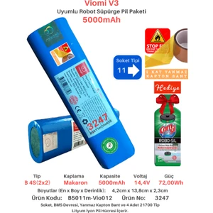 Viomi V3 5000MAH Uyumlu Batarya Robot Süpürge Pili B5011M-VIO012
