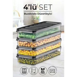 Kitchen Life 4 Lü 1000 ml Buzdolabı ve Mikrodalga Saklama Kabı - Buzdolabı Organizeri Saklama Kutusu
