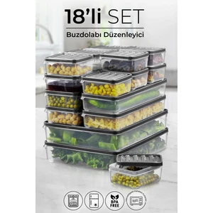 Kitchen Life 18 Li Buzdolabı ve Mikrodalga Saklama Kabı - Buzdolabı Organizeri ( 250ML X12 1000ML X4 2500MLX2 )