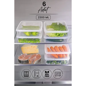 Kitchen Life 6 Lı 2300 ml Buzdolabı ve Mikrodalga Saklama Kabı - Buzdolabı Organizeri Saklama Kutusu