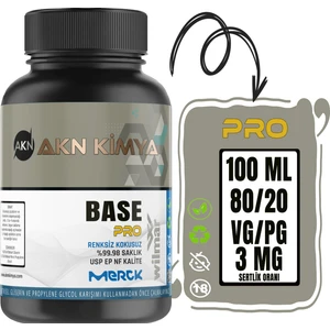 Akn Kimya Pro Wilmar Merck 3 Mg Gliserin Propilen Glikol Base Nbase Vg Pg 80-20 100 ml 250 ml 500 ml 1000 ml