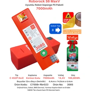 Roborock S6 Maxv 7000MAH Uyumlu Batarya Robot Süpürge Pili C7008R-RBR023