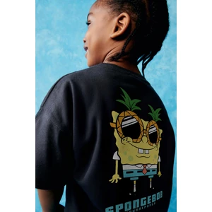 The Champ Clothing Spongebob Baskılı Siyah Çocuk T-Shırt