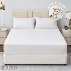 Düz Beyaz Lastikli Ranforce Çarşaf  %100 Pamuk Tek/Çift Kişilik Ev, Otel Çarşafı,63 Tel