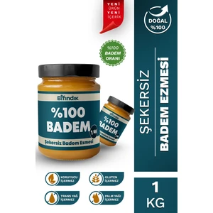 Bi Fındık Şekersiz Badem Ezmesi Katkısız Taze Çekim Doğal Sürülebilir Kahvaltılık  Badem 1 KiloGram