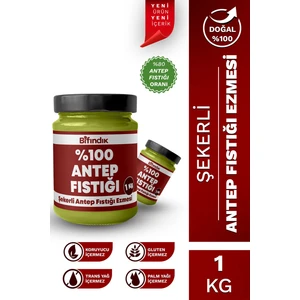 Bi Fındık Şekerli Antep Fıstığı Ezmesi Taze Çekim Doğal Sürülebilir Kahvaltılık %80 Antep 1 KiloGram