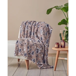 English Home Gardenia Glow Baskılı Sherpa Battaniye Vizon