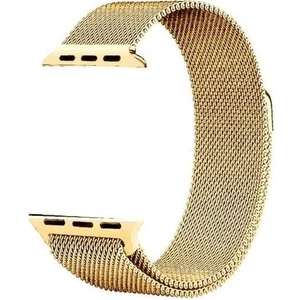 Apple Watch 10 46MM Kordon Hasır Metal Örgülü Ayarlanabilir Gold