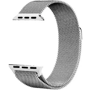 Apple Watch 10 46MM Kordon Hasır Metal Örgülü Ayarlanabilir Gümüş