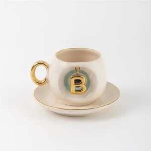 Bsk Ceramics Handmade Harfli Nazar Kahve Fincanı Yeşil
