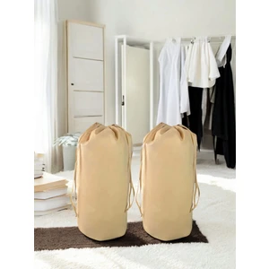 Balkan Room Bej Büzgülü Hurç 2'li Set Xlarge 86X62CM - Taşınma Çantası - Yorgan Yastık Çamaşır Saklama Torbası