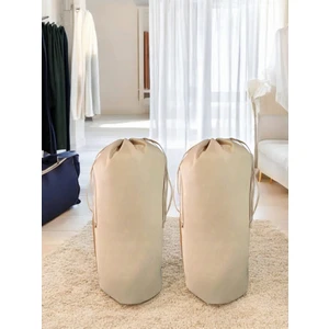 Balkan Room Bej Büzgülü Hurç 2'li Set Xxlarge 104X62CM - Taşınma Çantası - Yorgan Yastık Çamaşır Saklama Torbası