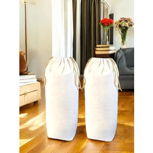 Balkan Room Beyaz Büzgülü Hurç 2'li Set Xxlarge 104X62 cm -Taşınma Çantası-Yorgan Yastık Çamaşır Saklama Torbası