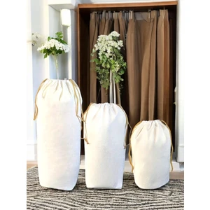 Balkan Room Beyaz Büzgülü Hurç 3'lü Set - Xxl ,xl, L - Taşınma Çantası - Yorgan Yastık Çamaşır Saklama Torbası