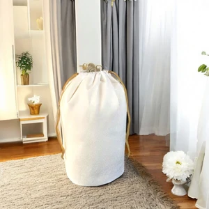 Balkan Room Beyaz Büzgülü Hurç Large 72X62 cm - Taşınma Çantası - Yorgan Yastık Çamaşır Saklama Torbası