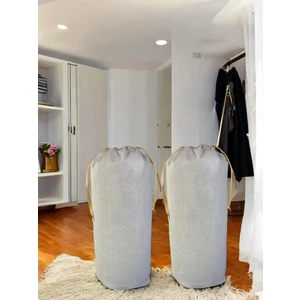 Balkan Room Gri Büzgülü Hurç 2'li Set Xxlarge 104X62 cm - Taşınma Çantası -Yorgan Yastık Çamaşır Saklama Torbası